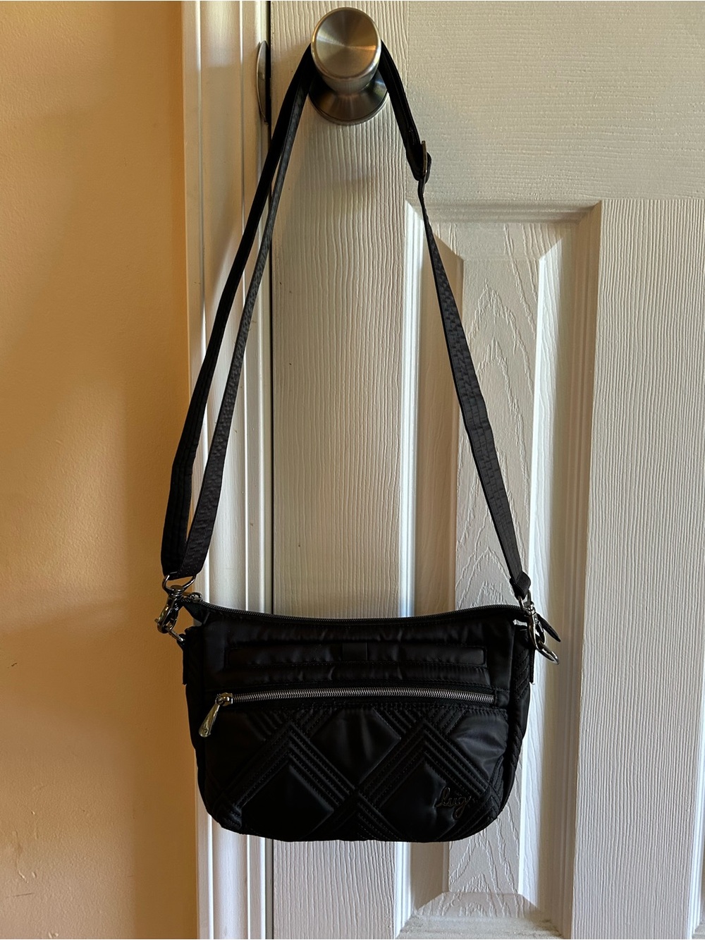 LUG Dash Black Quilted Crossbody Bag - Lightweight Everyday Shoulder Bag
